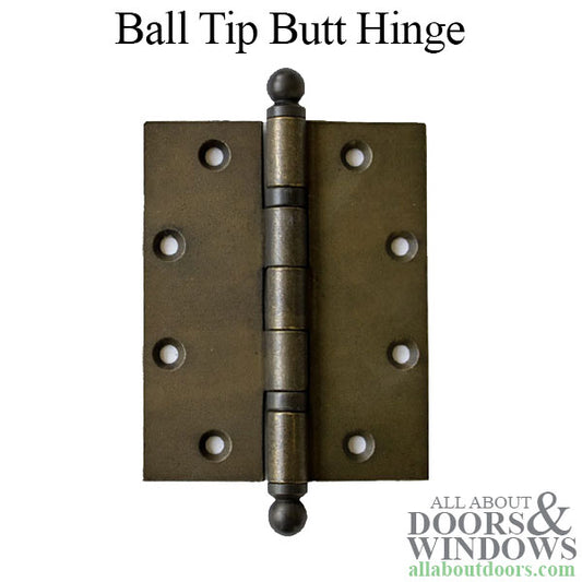 Nobilus 5" x 4" Ball Tip Butt Hinge, Ball Bearing - Bronze