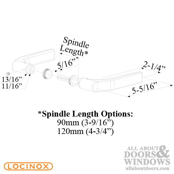 Aluminum Handle Pair for Gate Locks - 90mm or 120mm Spindle Length - Aluminum Handle Pair for Gate Locks - 90mm or 120mm Spindle Length