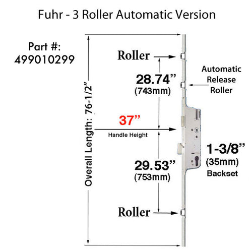 Fuhr 3 Roller Automatic Multipoint Lock - Unavailable - See Replacement Options - Fuhr 3 Roller Automatic Multipoint Lock - Unavailable - See Replacement Options