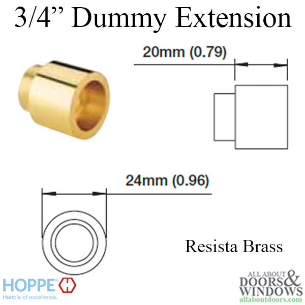 Handle Extension, Dummy Trim 20mm length - Resista Brass - Handle Extension, Dummy Trim 20mm length - Resista Brass