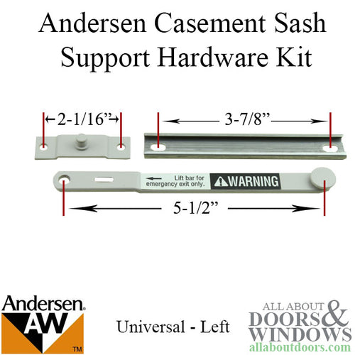 Andersen Perma-Shield Casement Windows - Sash Support Hardware Kit - Universal - Left - Andersen Perma-Shield Casement Windows - Sash Support Hardware Kit - Universal - Left