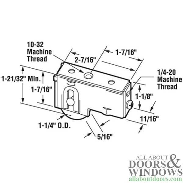 Sliding Door Roller With Adjustable Steel Housing 1.25 Inch Steel Wheel - Sliding Door Roller With Adjustable Steel Housing 1.25 Inch Steel Wheel