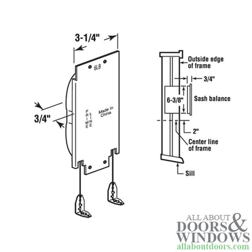 Side Mount Sash Balance, Wood Window - 6 Lbs - Side Mount Sash Balance, Wood Window - 6 Lbs