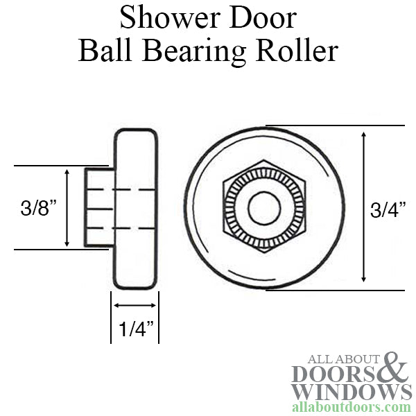 Ball Bearing Wheel Roller for Sliding Shower Doors 3/4