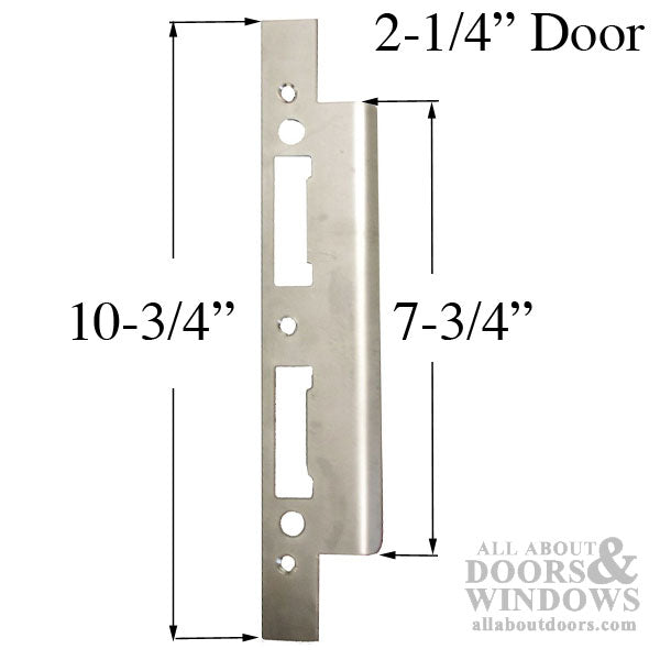 Custom Latch & Deadbolt Strike Plate, Curved lip 2-1/4 Door  - Stainless Steel - Custom Latch & Deadbolt Strike Plate, Curved lip 2-1/4 Door  - Stainless Steel