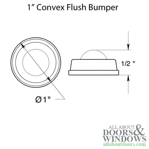 1'' Convex Flush Bumper - Choose Finish - 1'' Convex Flush Bumper - Choose Finish