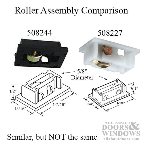 Sliding Window Roller Assembly, 5/8 inch Wheel Diameter, Nylon / Steel - Sliding Window Roller Assembly, 5/8 inch Wheel Diameter, Nylon / Steel