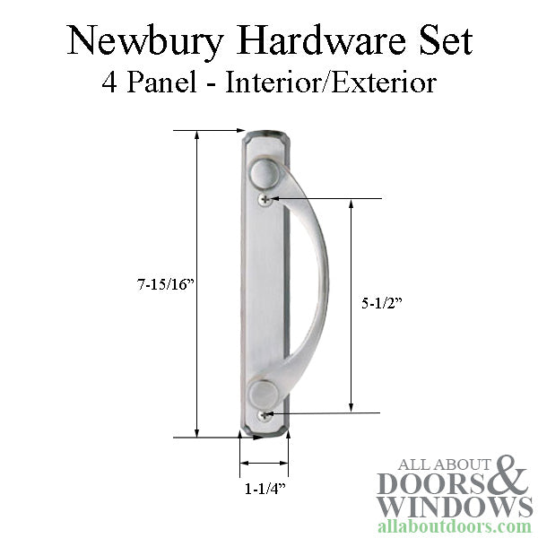 Andersen Newbury 4 Panel Double Gliding Door Hardware Set - Satin Nickel - Andersen Newbury 4 Panel Double Gliding Door Hardware Set - Satin Nickel