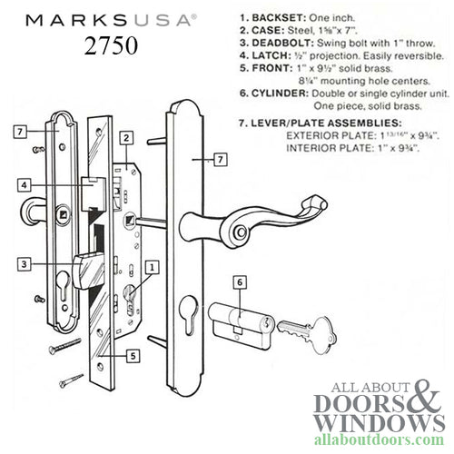 Marks Storm Door Handle Keyed on Both Sides Door Handle Marks 2750 ThinLine Storm Door Handle - Marks Storm Door Handle Keyed on Both Sides Door Handle Marks 2750 ThinLine Storm Door Handle
