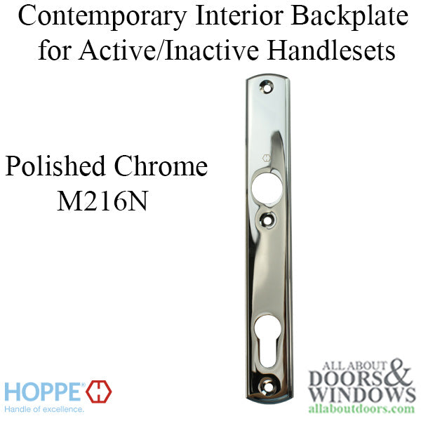 HOPPE Contemporary Interior Backplate M216N for Active/Inactive Handlesets - Polished Chrome - HOPPE Contemporary Interior Backplate M216N for Active/Inactive Handlesets - Polished Chrome