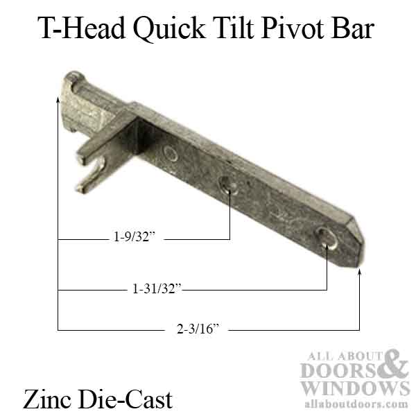 Pivot Bar, T-Head, Quick Tilt, 2-3/16