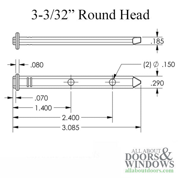 Alside 3-1/8 Inch Pivot Bar for Vinyl Tilt Windows - Alside 3-1/8 Inch Pivot Bar for Vinyl Tilt Windows