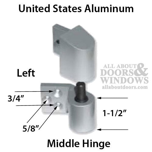 US Aluminum Storefront Pivot Hinge - Intermediate / Middle, Left - US Aluminum Storefront Pivot Hinge - Intermediate / Middle, Left