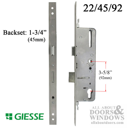 22mm Giesse 45mm Door Lock with Deadbolt 92mm PZ