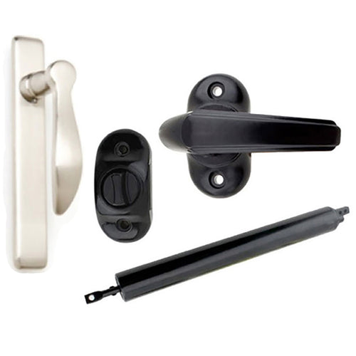 Andersen/ Emco Storm Door Hardware Kit - Satin Nickel Exterior, Black Interior - Andersen/ Emco Storm Door Hardware Kit - Satin Nickel Exterior, Black Interior