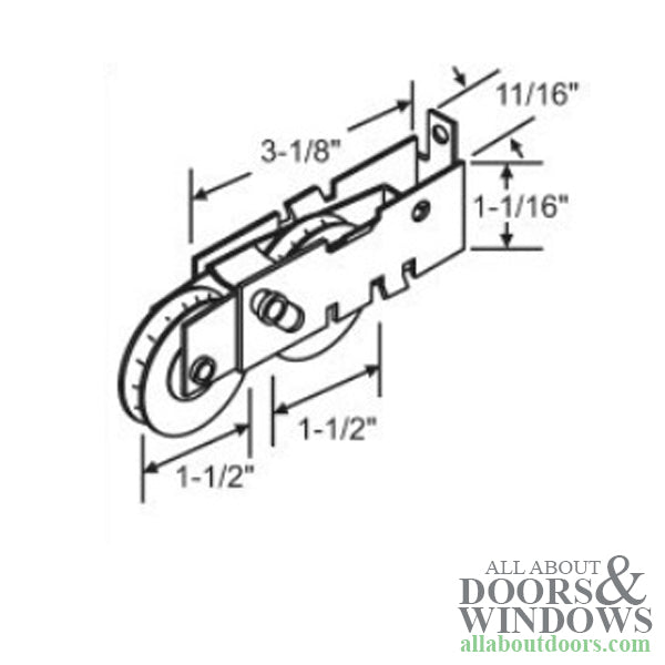 Sliding Patio Door Two Wheel Roller Steel Housing 1.5 Inch Steel Wheel - Sliding Patio Door Two Wheel Roller Steel Housing 1.5 Inch Steel Wheel