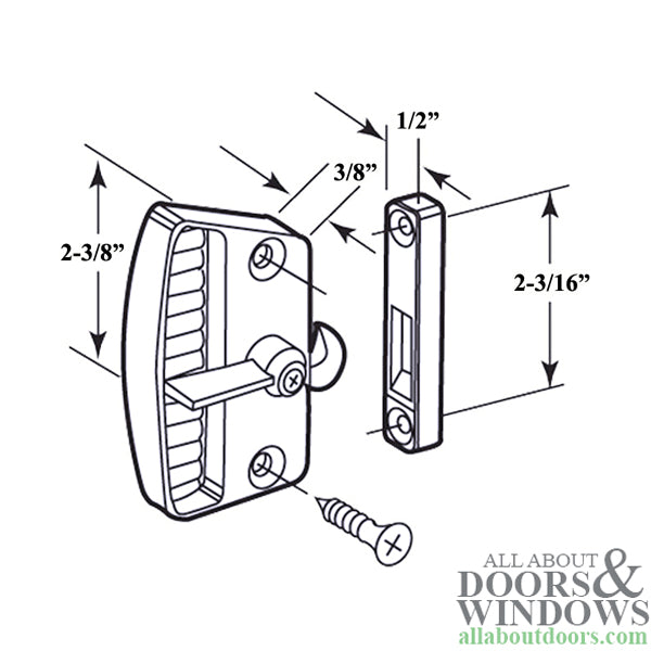 Non-Handed Deluxe Latch & Pull for Sliding Screen Door - Chrome - Non-Handed Deluxe Latch & Pull for Sliding Screen Door - Chrome