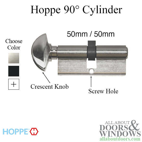 Hoppe Euro Profile Full Cylinder with 90° Turn, Key with C-Knob - Choose Color - Hoppe Euro Profile Full Cylinder with 90° Turn, Key with C-Knob - Choose Color