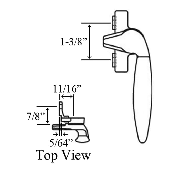 Project out, Inside Mount Cam Handle, 1-3/8
