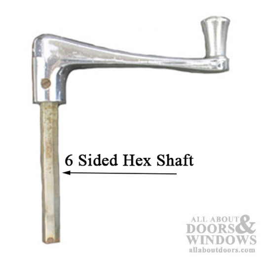 Awning Window Crank Handle with Hex shaft  Chrome plated   USED