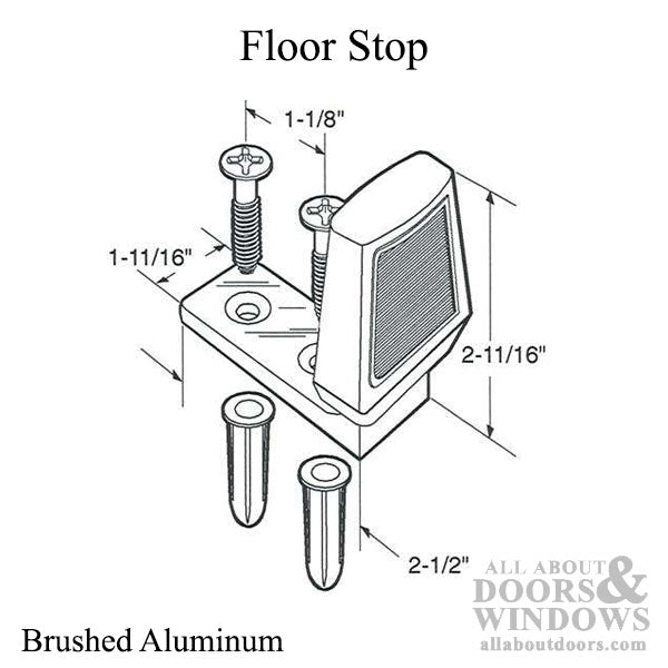 Floor Stop - Brushed Aluminum - 2-11/16 Inch - Floor Stop - Brushed Aluminum - 2-11/16 Inch