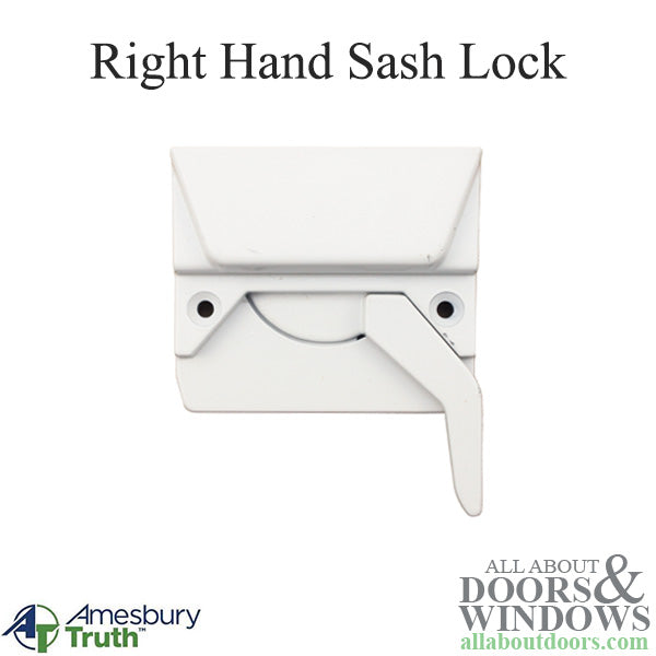 Right Hand Sash Lock with 2-3/8 Inch Screw Holes - White, Blemished - Right Hand Sash Lock with 2-3/8 Inch Screw Holes - White, Blemished