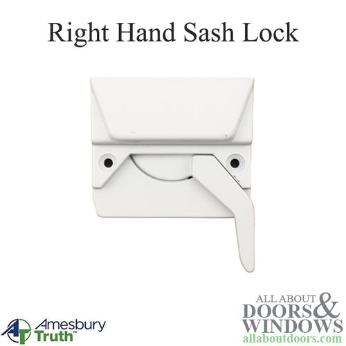 Right Hand Sash Lock with 2-3/8 Inch Screw Holes - White, Blemished - Right Hand Sash Lock with 2-3/8 Inch Screw Holes - White, Blemished