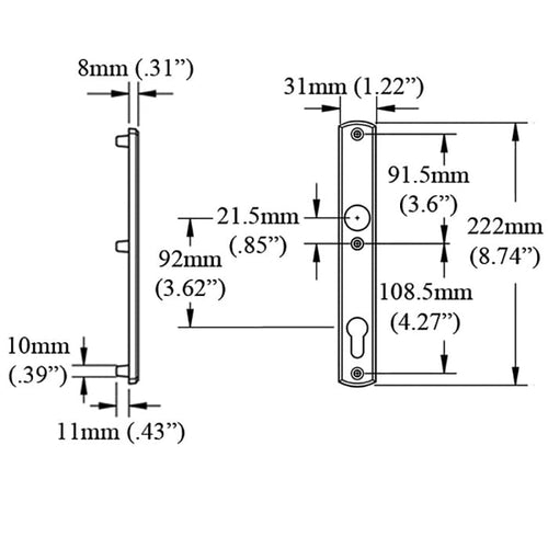 HOPPE Contemporary Interior Backplate M216N for Active/Inactive Handlesets - Pure White - HOPPE Contemporary Interior Backplate M216N for Active/Inactive Handlesets - Pure White