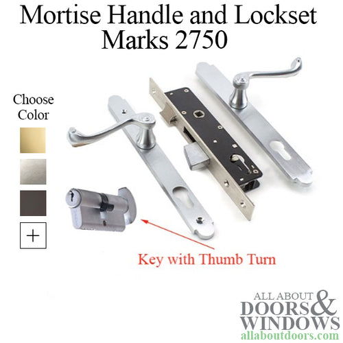 Marks 2750 ThinLine Storm / Security Door Lock, Keyed One Side with Thumb Turn - Marks 2750 ThinLine Storm / Security Door Lock, Keyed One Side with Thumb Turn