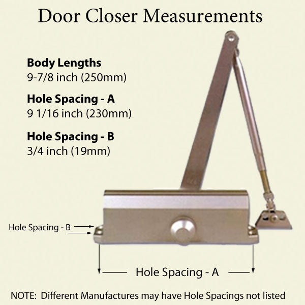 Grade 1 Streamline Commercial Door Closer with Back-check, Spring size 3, Choose Finish - Grade 1 Streamline Commercial Door Closer with Back-check, Spring size 3, Choose Finish