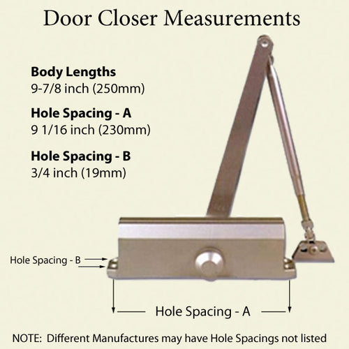 Grade 1 Streamline Commercial Door Closer with Back-check, Spring size 3, Choose Finish - Grade 1 Streamline Commercial Door Closer with Back-check, Spring size 3, Choose Finish