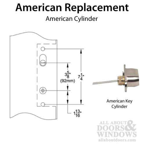 Multipoint Trim, 1-1/2 x 11 inch, American Cylinder Stainless Steel Handleset, Choose Options - Multipoint Trim, 1-1/2 x 11 inch, American Cylinder Stainless Steel Handleset, Choose Options