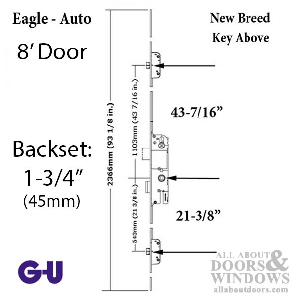 G-U Eagle New Breed Multipoint Lock Kit with Latch Bolts 8-0 Door - G-U Eagle New Breed Multipoint Lock Kit with Latch Bolts 8-0 Door