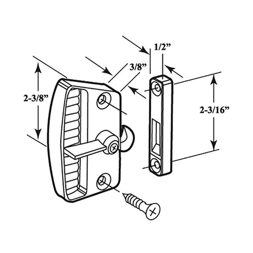 Non-Handed Deluxe Latch & Pull for Sliding Screen Door - Chrome - Non-Handed Deluxe Latch & Pull for Sliding Screen Door - Chrome