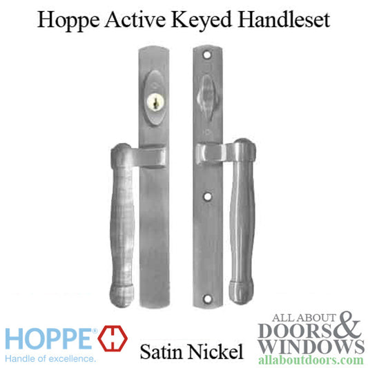 Hoppe HLS 9000 Sliding Door Handle Set M574/2165N Active Keyed Satin Nickel