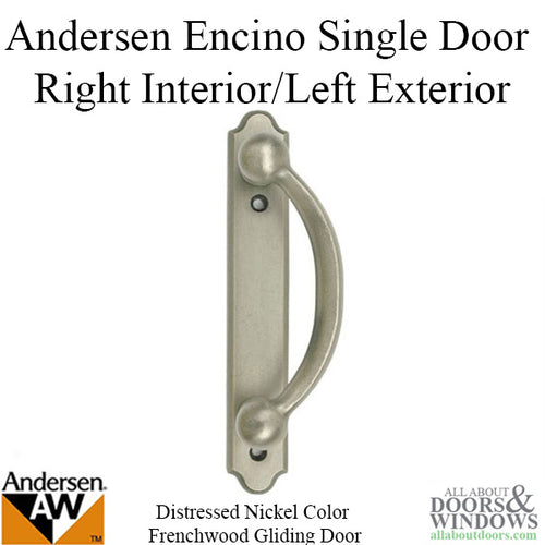 Andersen Frenchwood Gliding Door Handle - Encino - RH Interior/LH Exterior - Distressed Nickel - Andersen Frenchwood Gliding Door Handle - Encino - RH Interior/LH Exterior - Distressed Nickel