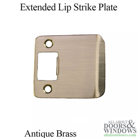 Strike Plate, Latch Extended Lip, 2-1/4 x  2-1/2 inch - Plated Antique Brass