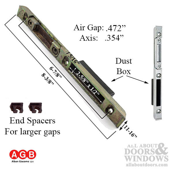 AGB  Surface Mount Lock Strike Plate w/ Dust box 12mm air gap, 9mm Axis - AGB  Surface Mount Lock Strike Plate w/ Dust box 12mm air gap, 9mm Axis