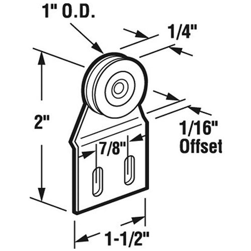 DISCONTINUED Top Hung Roller Assembly with 1 Inch Steel Wheel for Sliding Screen Door - DISCONTINUED Top Hung Roller Assembly with 1 Inch Steel Wheel for Sliding Screen Door