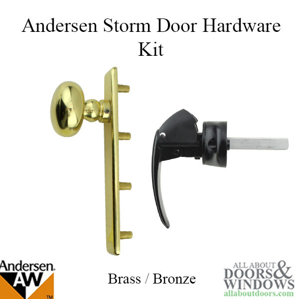 Andersen/ Emco Storm Door Hardware Kit - Brass  Knob Exterior, Bronze Interior - Andersen/ Emco Storm Door Hardware Kit - Brass  Knob Exterior, Bronze Interior