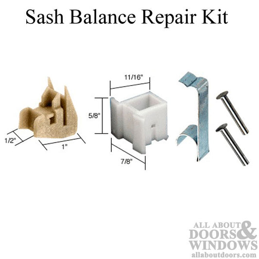 Repair Kit. 1 top guide, 1 bottom guides, 2 rivets, 1 take-out clip