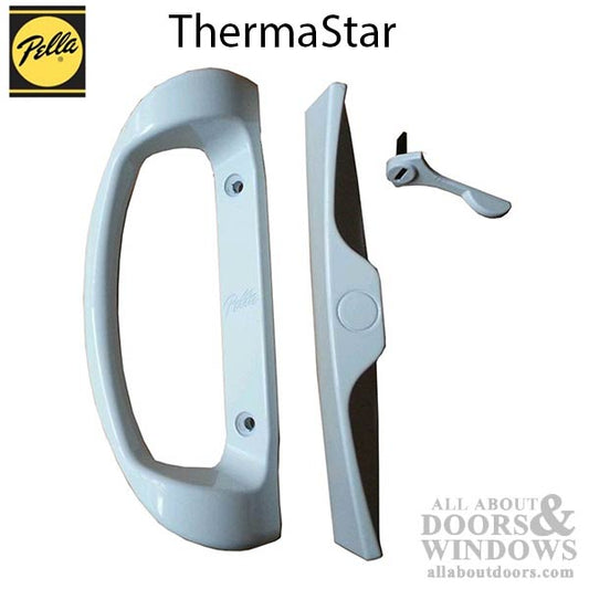 Pella Thermastar sliding vinyl patio door handleset trim, Non-Keyed  - White