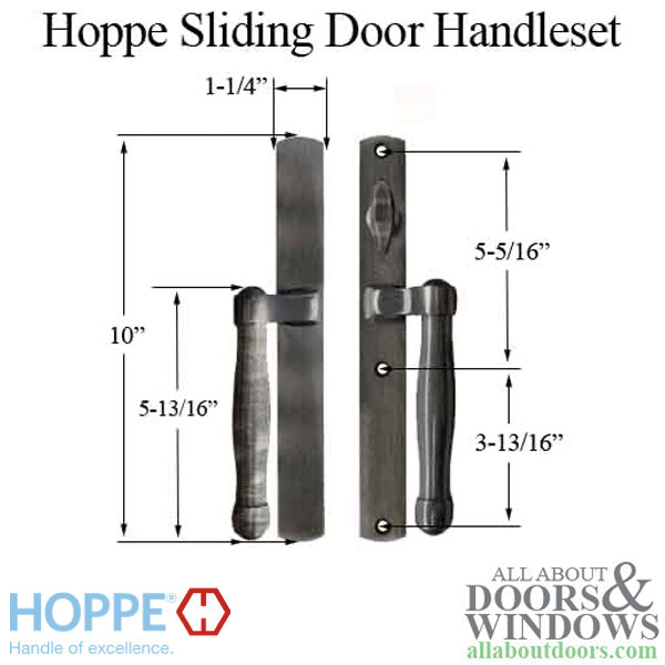 HOPPE HLS 9000 Sliding Door Handle Set Active Non-Keyed Outside Antique Nickel - HOPPE HLS 9000 Sliding Door Handle Set Active Non-Keyed Outside Antique Nickel