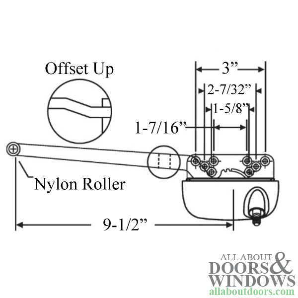 Truth 9-1/2 Single Arm Operator, Offset Arm - White, Left Hand - Truth 9-1/2 Single Arm Operator, Offset Arm - White, Left Hand