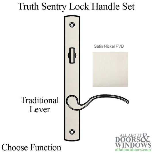 Truth Sentry Lock Handle Set, Traditional, Decorative finish over Brass, PVD Nickel