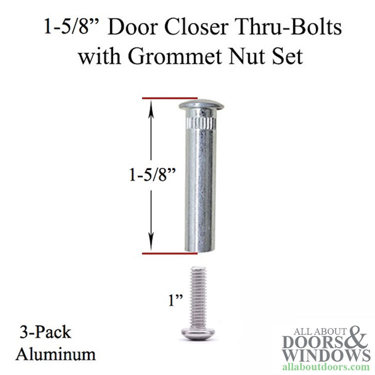 Thru-Bolt with Grommet Nut Set, 1-5/8 Inch Door Closer - Choose Color - Thru-Bolt with Grommet Nut Set, 1-5/8 Inch Door Closer - Choose Color
