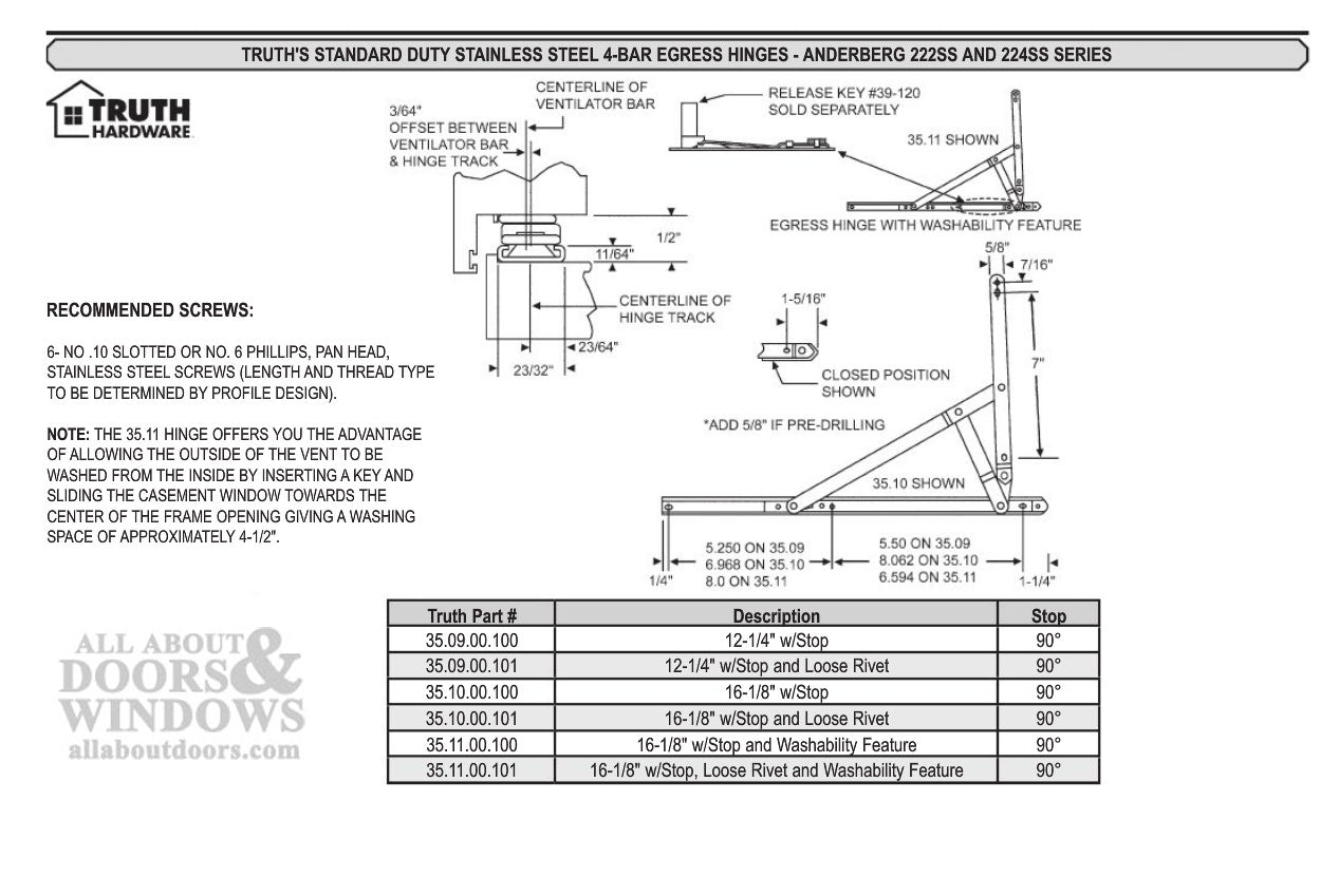 4-Bar Egress Hinge, 12-1/4 Inch Fixed Rivet - Stainless Steel - 4-Bar Egress Hinge, 12-1/4 Inch Fixed Rivet - Stainless Steel