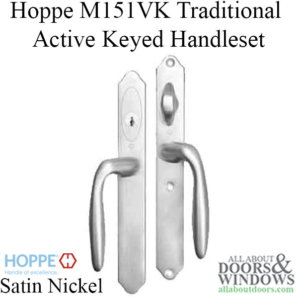HOPPE HLS 9000 Sliding Door Handle Set Verona Lever Active Keyed Satin Nickel - HOPPE HLS 9000 Sliding Door Handle Set Verona Lever Active Keyed Satin Nickel