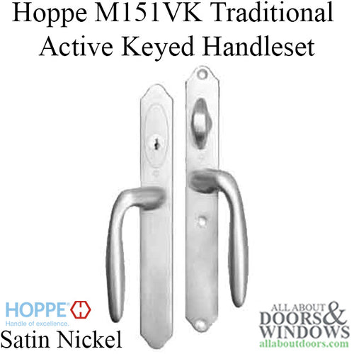HOPPE HLS 9000 Sliding Door Handle Set Verona Lever Active Keyed Satin Nickel - HOPPE HLS 9000 Sliding Door Handle Set Verona Lever Active Keyed Satin Nickel