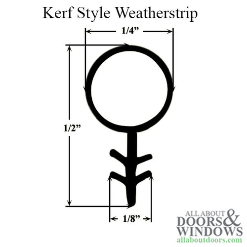 Kerf Style Weatherstrip with 1/4 Inch Hollow Bulb - Kerf Style Weatherstrip with 1/4 Inch Hollow Bulb